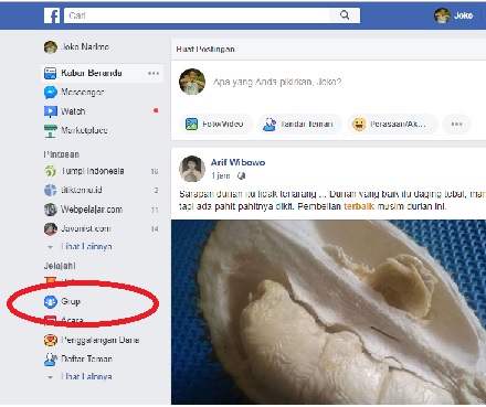 keluar dari group lewat beranda
