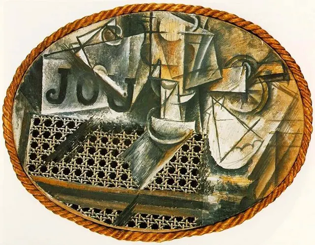 Lukisan Still-Life with Chair Caning, (1912) karya Pablo Picasso