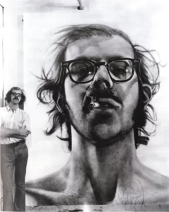 chuck close pada tahun 1968 bersanding dengan karyanya yang jumbo self-portrait 1967-1968 chuck close pada tahun 1968 bersanding dengan karyanya yang jumbo self-portrait 1967-1968