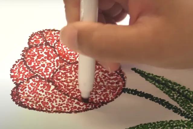 gunakan perpaduan warna dalam teknik pointilis