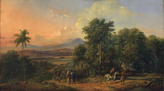 Lukisan Forest and Native House (1860) karya Raden Saleh