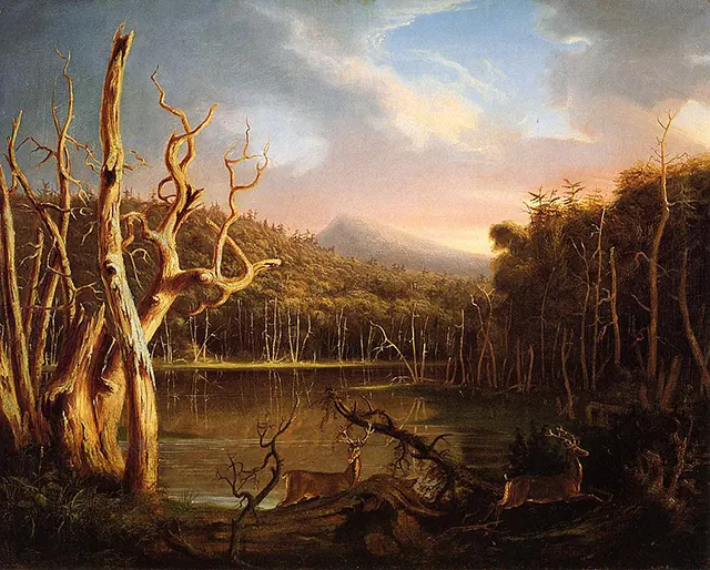 Lukisan Naturalis Lake with Dead Trees (1825) karya Thomas Cole