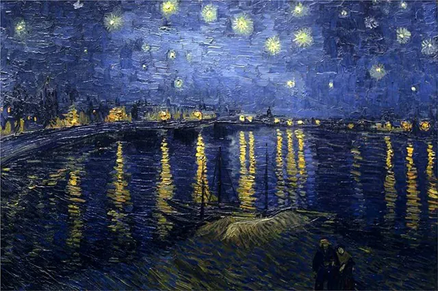 Lukisan The Starry Night Over The Rhone, (1888) karya Vincent Van Gogh