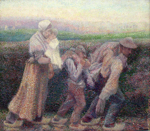gambar pointilis After the Strike by Jan Toorop